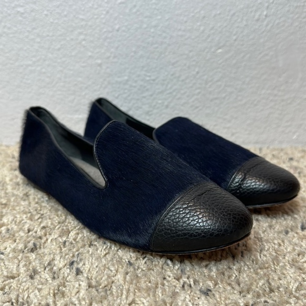 Mara & Mine Nolita leather slip on shoes Blue calf hair